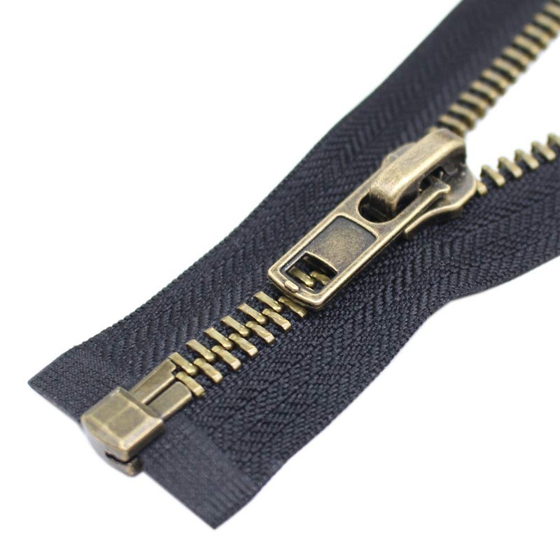 YaHoGa #8 26 Inch Antique Brass Separating Jacket Zipper Metal Zipper Heavy Duty Metal Zippers for Jackets Sewing Coats Crafts (26" Anti-Brass) - Image 1